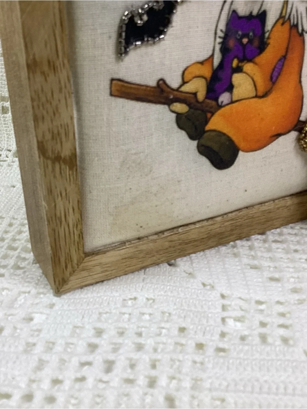 Halloween Gnome on Broom Decorative Wall Art - Orange